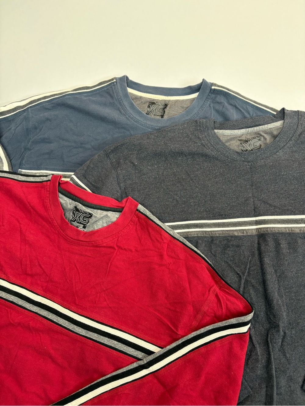 3 XG Xtreme Gear Shirts Lot Mens XXL Long Sleeve Striped Surf Y2K Skate Rave